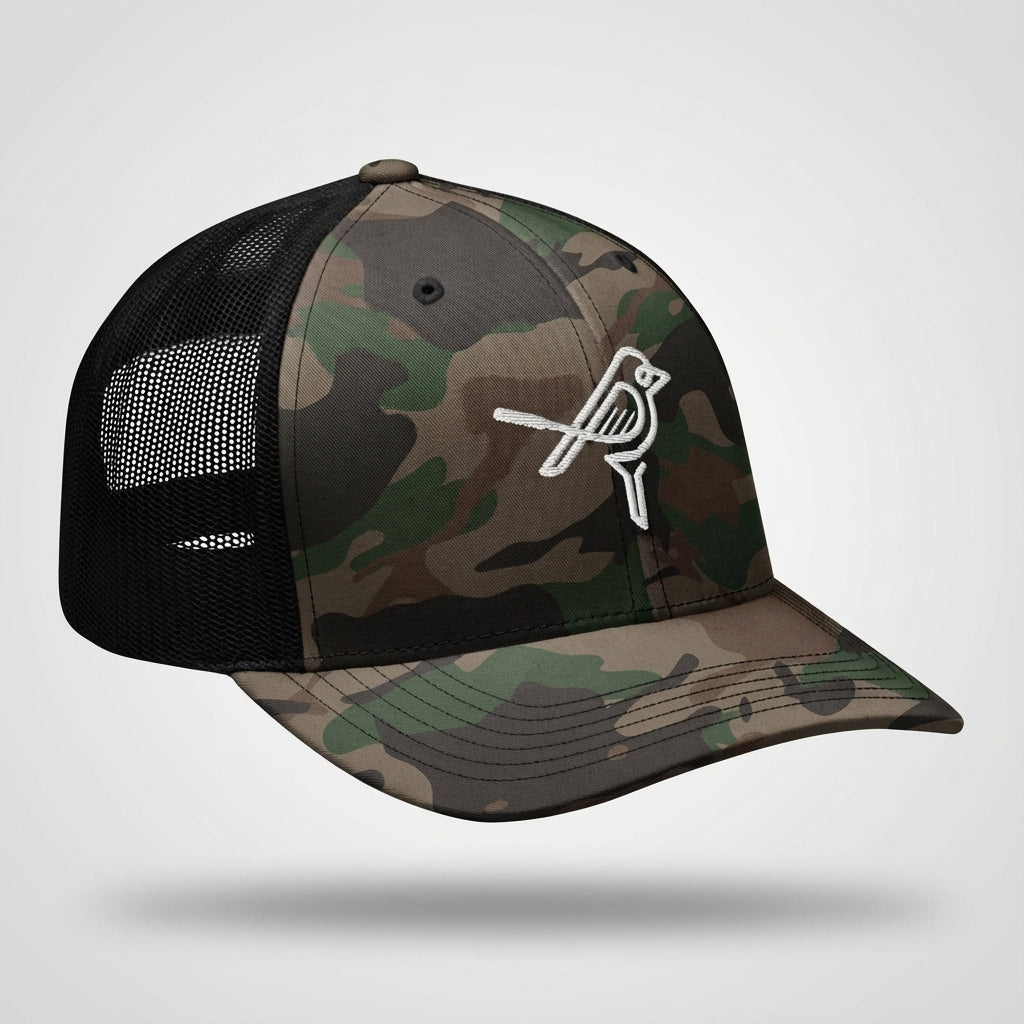 Bird Logo Camo Trucker