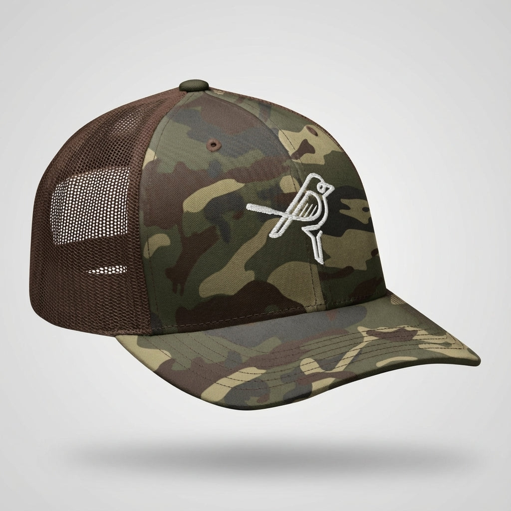 Bird Logo Camo Trucker