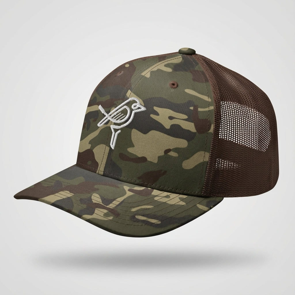 Bird Logo Camo Trucker