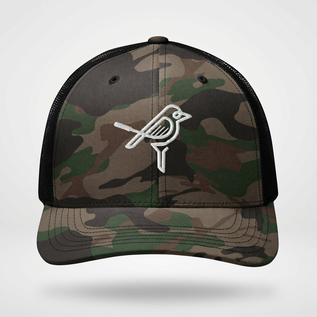 Bird Logo Camo Trucker
